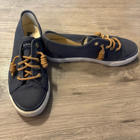 Sperry Women’s Navy Blue Sneakers Sz 7M Boat Shoes Leather Laces Preppy Coastal - Picture 6 of 8
